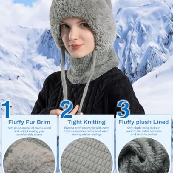 Thermal Windproof Balaclava Ski Mask Fleece Lined Winter Sports Essential - Picture 4 of 8